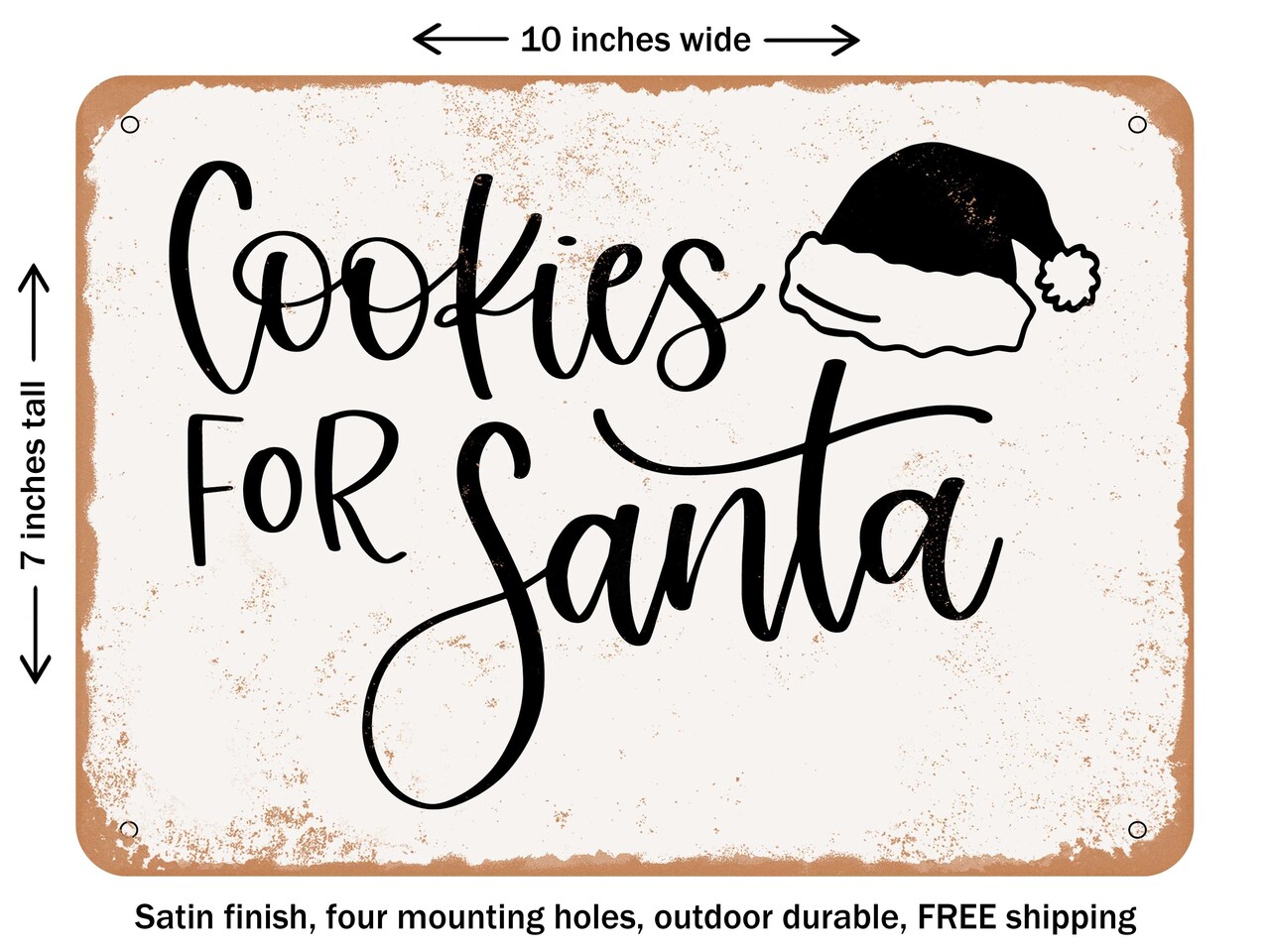 DECORATIVE METAL SIGN - Cookies For Santa - 2 - Vintage Rusty Look